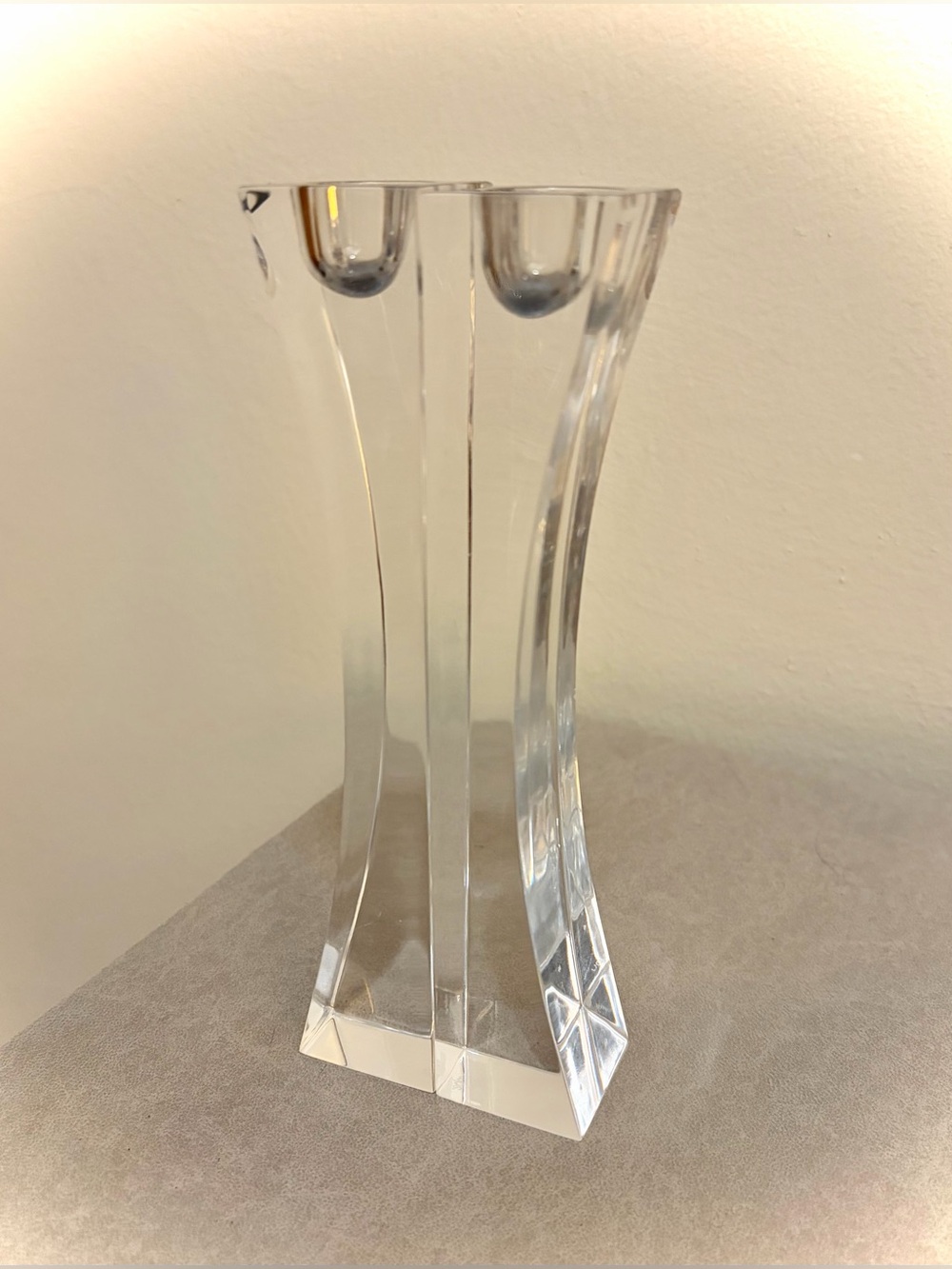 Vintage Nambé Crystal Kissing Candlesticks Modernist Decor 7” MCM Pair of 2